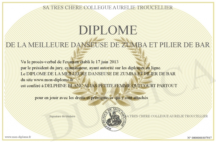 diplome zumba